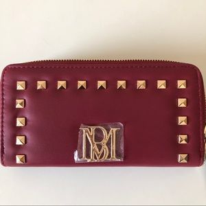 Badgley Mischka Wine Studded Vegan Leather Wallet